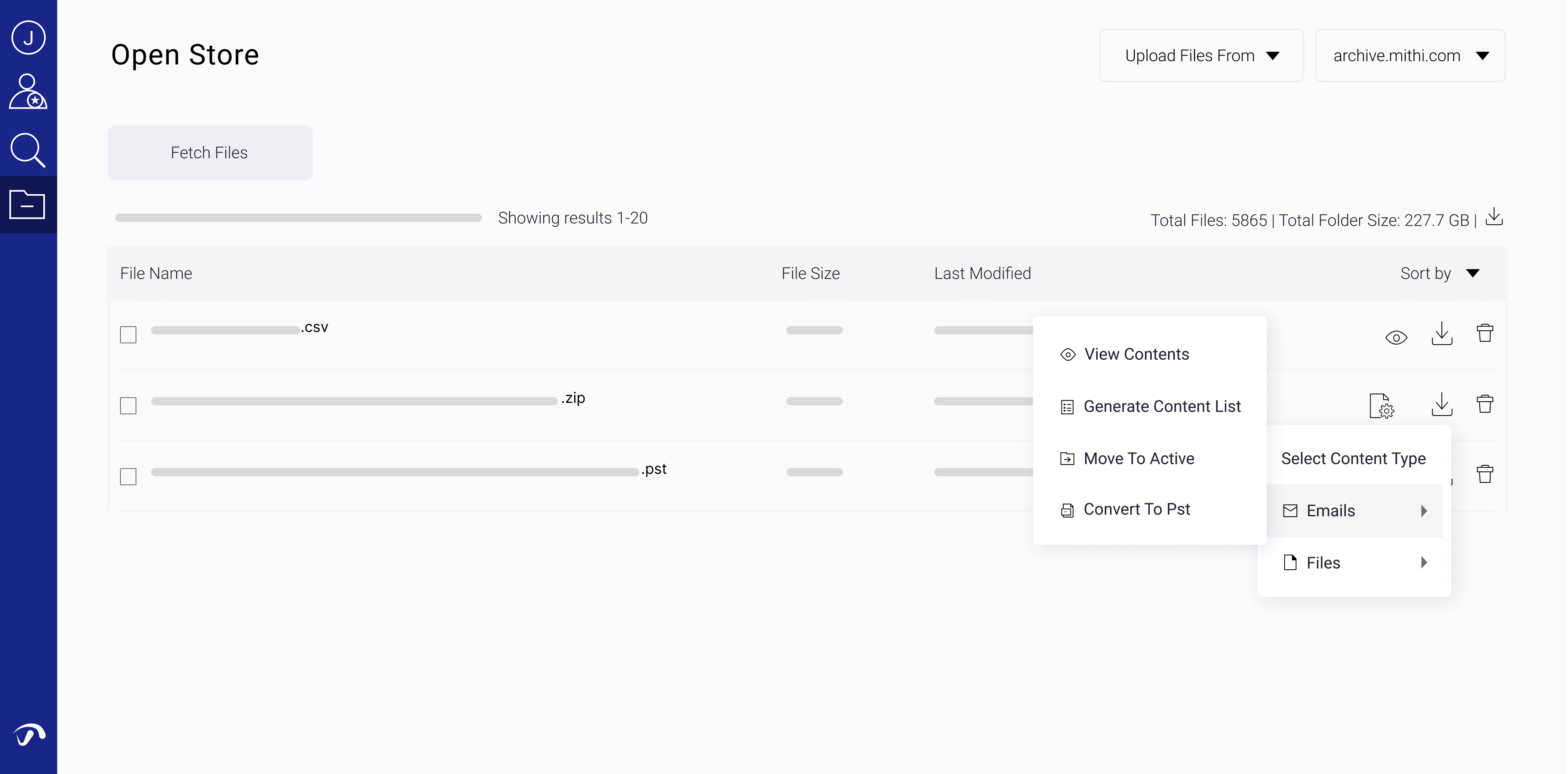 Locate, Select & Extract Files from one interface